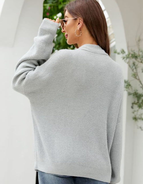 Load image into Gallery viewer, Waffle-Knit Dropped Shoulder Cardigan
