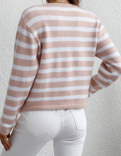 Load image into Gallery viewer, Striped Button Down Long Sleeve Cardigan
