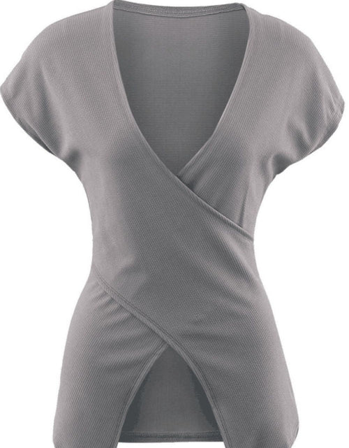 Load image into Gallery viewer, Ivy Lane Ribbed Surplice Neck Slit Top
