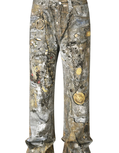 Load image into Gallery viewer, Men's Wide Straight Printed Jeans with Pockets
