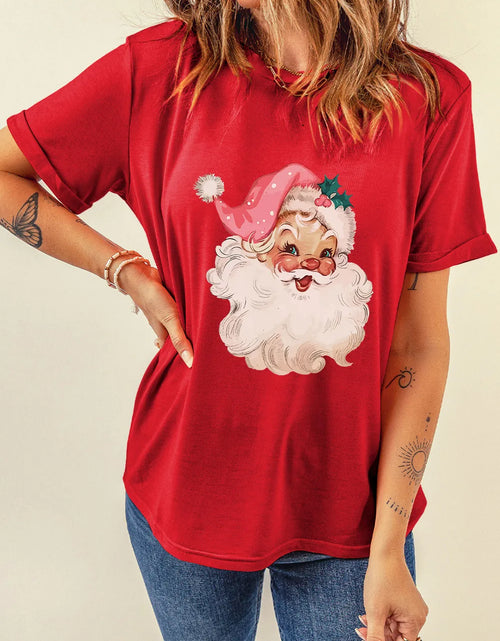 Load image into Gallery viewer, Santa Round Neck Short Sleeve T-Shirt
