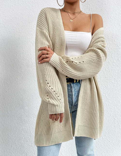 Load image into Gallery viewer, Open Front Dropped Shoulder Slit Cardigan
