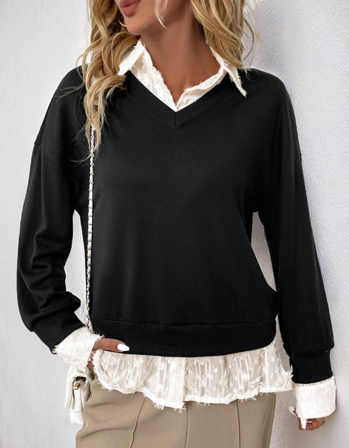 Load image into Gallery viewer, Perfee Faux Layered Contrast Long Sleeve Sweatshirt
