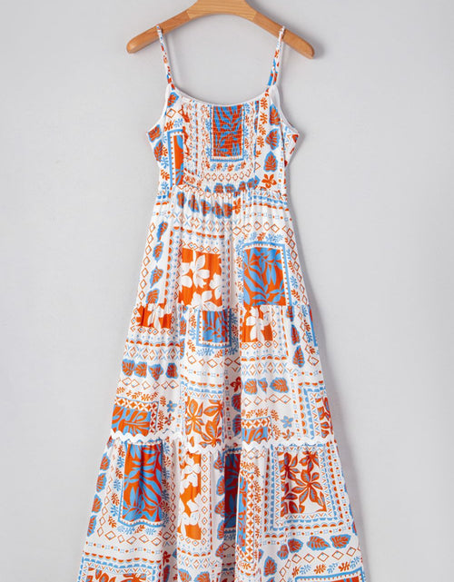 Load image into Gallery viewer, Printed Smocked Back Ricrac Trim Cami Dress
