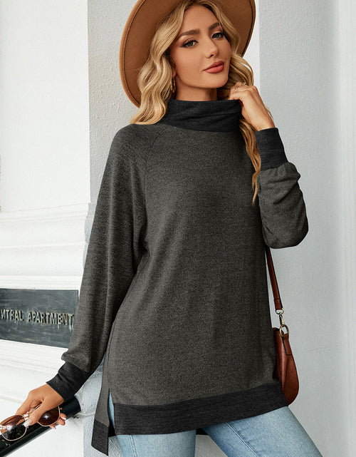 Load image into Gallery viewer, Slit Mock Neck Long Sleeve T-Shirt
