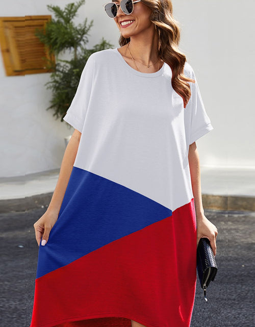 Load image into Gallery viewer, Ivy Lane Color Block Round Neck Short Sleeve Dress
