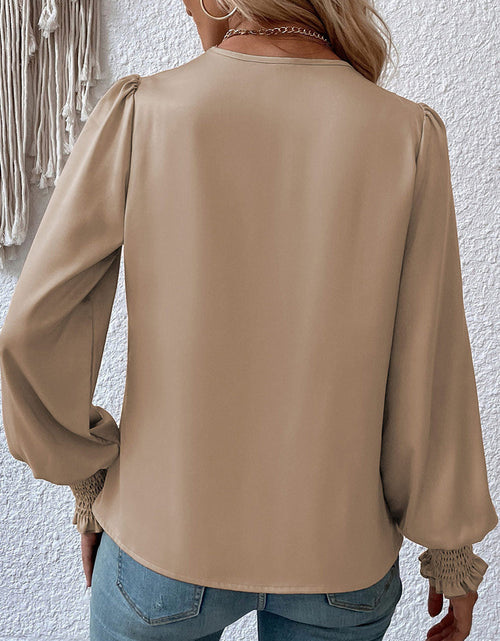 Load image into Gallery viewer, Surplice Neck Lantern Sleeve Blouse
