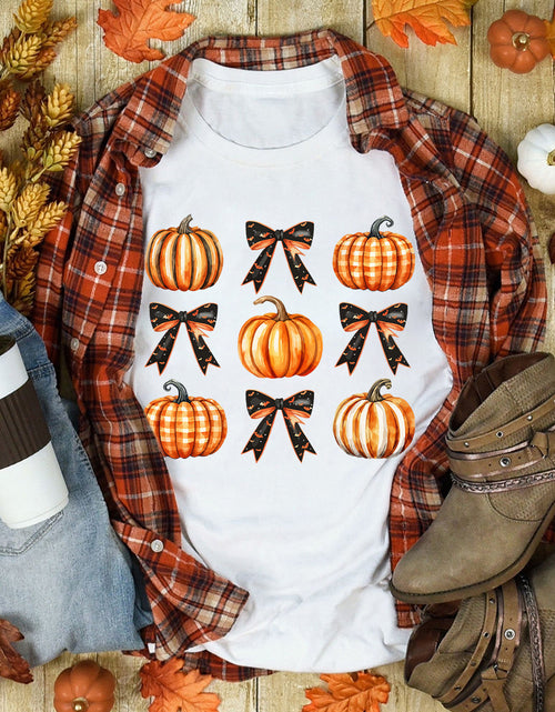 Load image into Gallery viewer, Pumpkin Round Neck Short Sleeve T-Shirt
