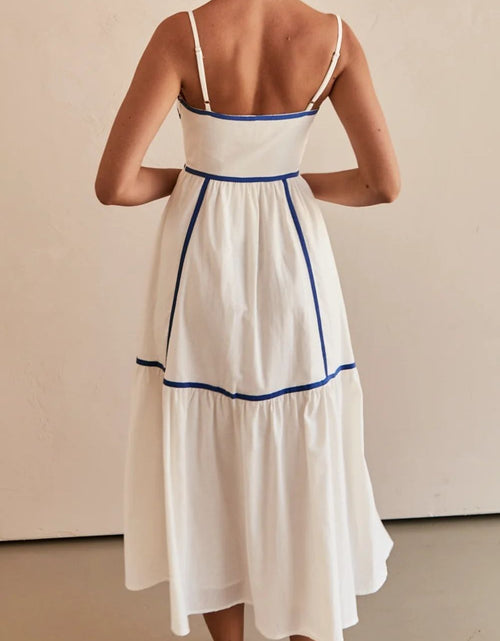 Load image into Gallery viewer, Contrast Trim Square Neck Midi Cami Dress
