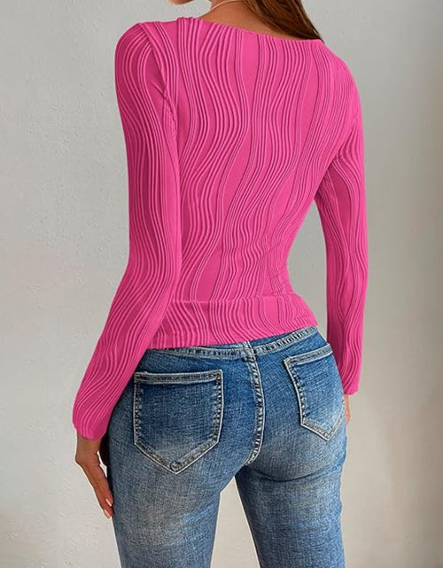 Load image into Gallery viewer, Textured Round Neck Long Sleeve Top
