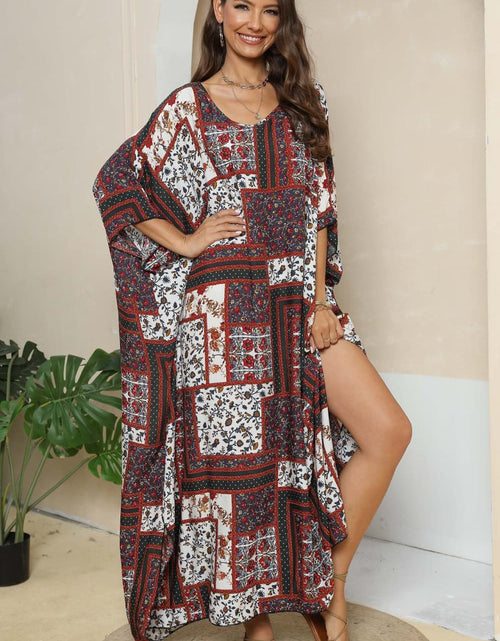 Load image into Gallery viewer, Printed V-Neck Split Maxi Dress
