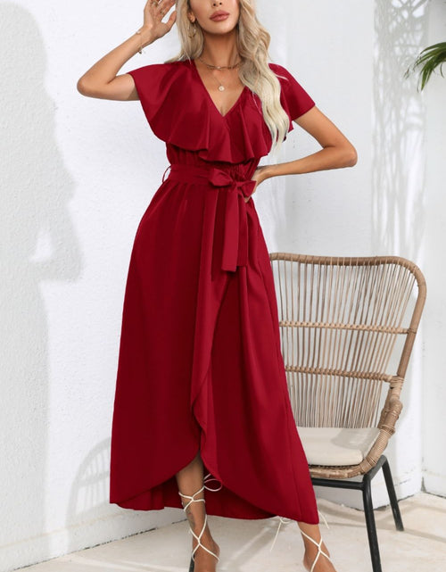 Load image into Gallery viewer, Ruffled Tied V-Neck Midi Dress
