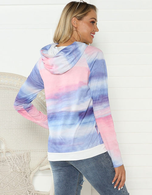 Load image into Gallery viewer, Shiny Full Size Tie-Dye Long Sleeve Hoodie

