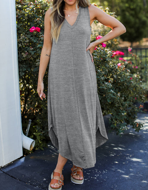 Load image into Gallery viewer, Full Size V-Neck Midi Tank Dress
