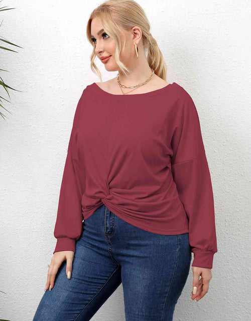 Load image into Gallery viewer, Plus Size Twisted Drop Shoulder T-Shirt
