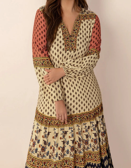 Load image into Gallery viewer, Printed V-Neck Balloon Sleeve Maxi Dress
