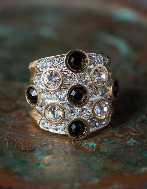 Load image into Gallery viewer, Vintage Pave Austrian Crystal Ring Womens Antique Ring 18k Yellow Gold Electroplated Made in USA by PVD Vintage Jewelry
