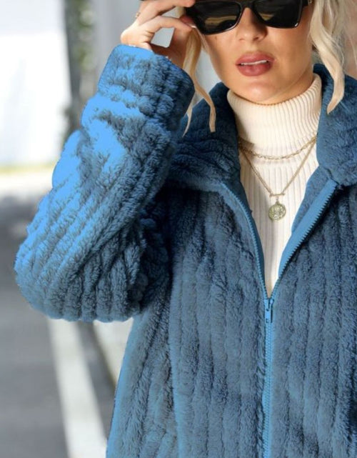 Load image into Gallery viewer, Zip-Up Collared Ribbed Jacket
