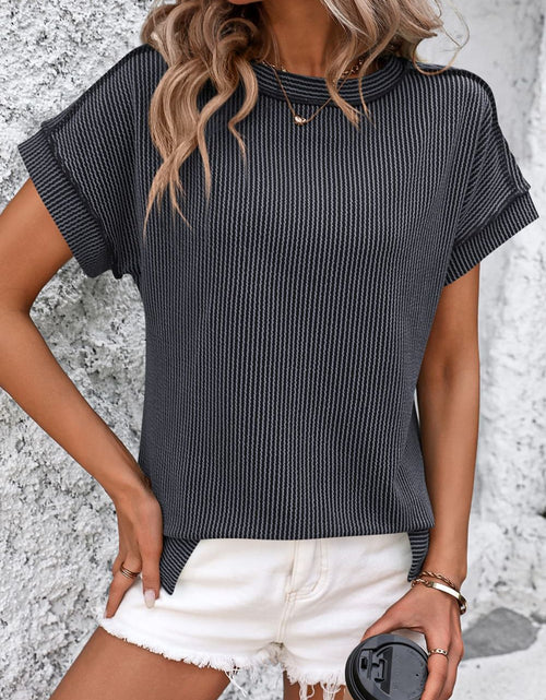 Load image into Gallery viewer, Mandy Striped Round Neck Short Sleeve T-Shirt
