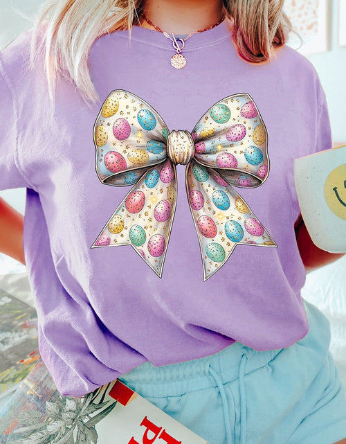 Load image into Gallery viewer, Bow Graphic Round Neck Short Sleeve T-Shirt
