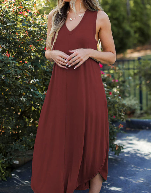 Load image into Gallery viewer, Full Size V-Neck Midi Tank Dress

