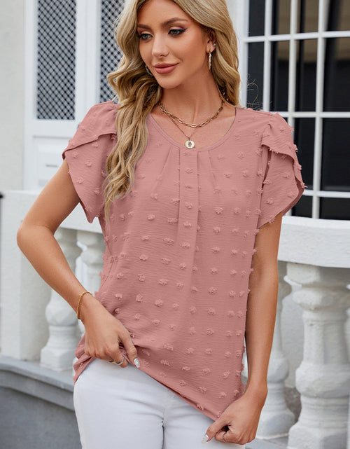 Load image into Gallery viewer, Swiss Dot Round Neck Short Sleeve T-Shirt
