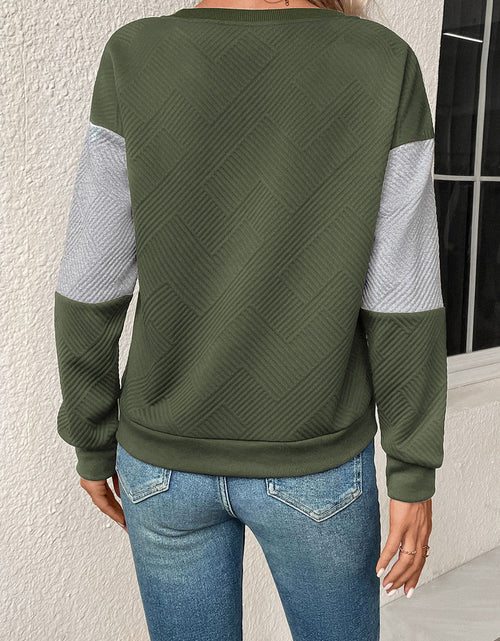 Load image into Gallery viewer, Perfee Textured Color Block Round Neck Sweatshirt
