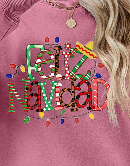 Load image into Gallery viewer, FELIZ NAVIDAD Round Neck Drop Shoulder Sweatshirt
