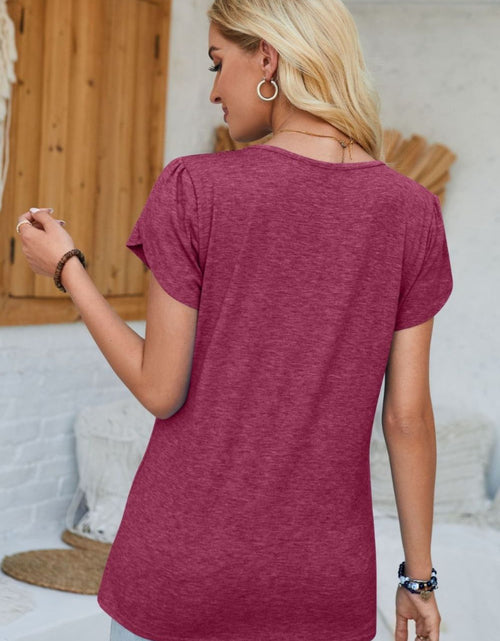 Load image into Gallery viewer, V-Neck Petal Sleeve T-Shirt
