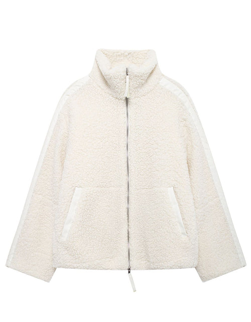 Load image into Gallery viewer, Zip Up Turtleneck Long Sleeve Plush Jacket
