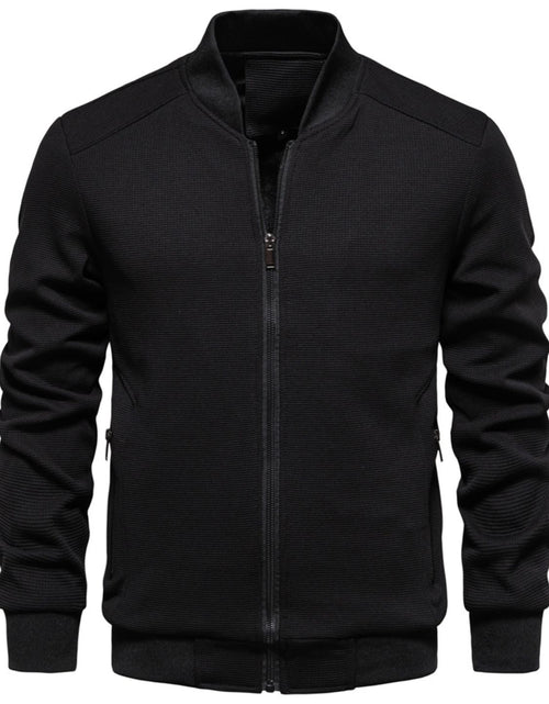 Load image into Gallery viewer, Men's Waffle Knit Baseball Collar Zip Up Jacket
