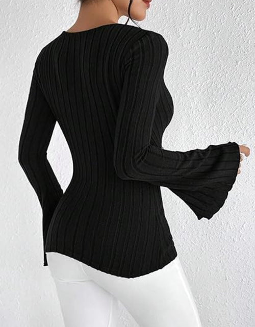 Load image into Gallery viewer, Ribbed Flare Sleeve Top
