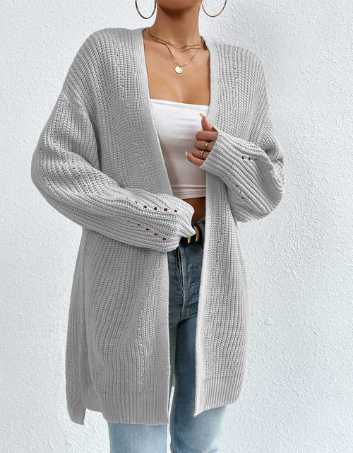 Load image into Gallery viewer, Open Front Dropped Shoulder Slit Cardigan
