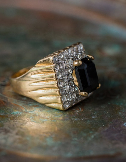 Load image into Gallery viewer, Vintage Austrian Crystal Cocktail Ring 18k Yellow or White Gold Electroplated Women's Birthstne RingMade in USA by PVD Vintage Jewelry
