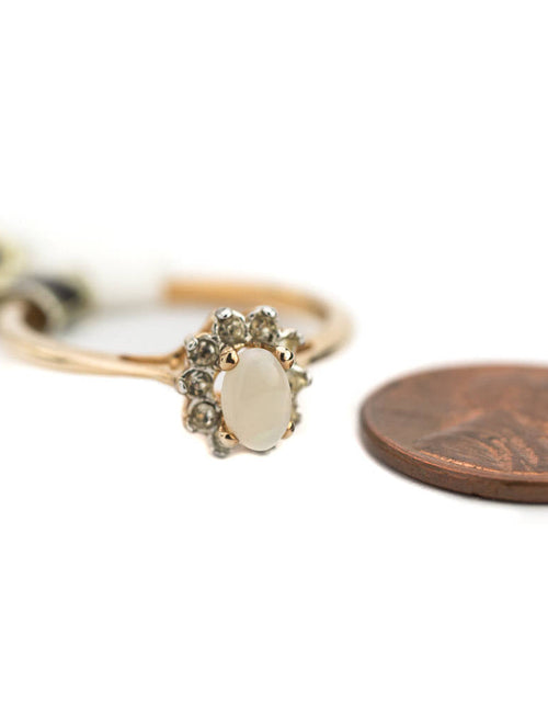 Load image into Gallery viewer, Vintage Genuine Opal or Austrian Crystal Ring 18k Yellow Gold Electroplated by PVD Vintage Jewelry
