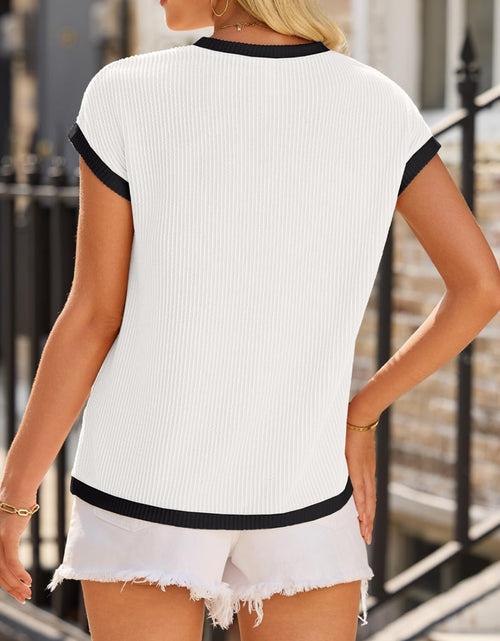 Load image into Gallery viewer, Contrast Trim Round Neck Short Sleeve T-Shirt
