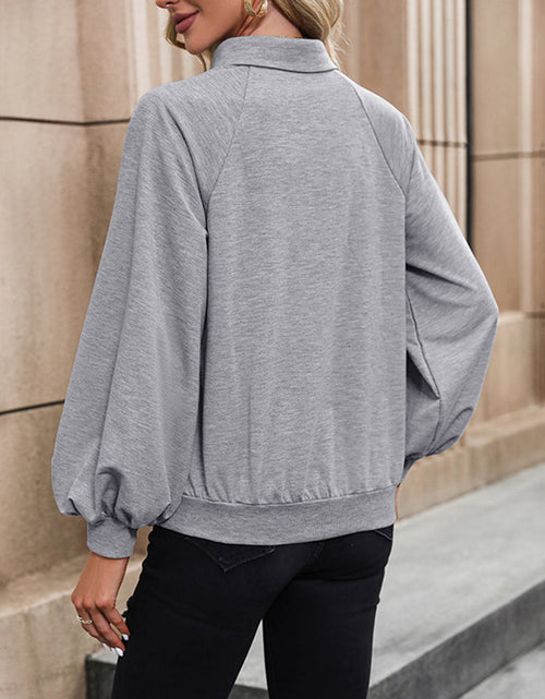 Load image into Gallery viewer, Perfee Collared Neck Raglan Sleeve Blouse
