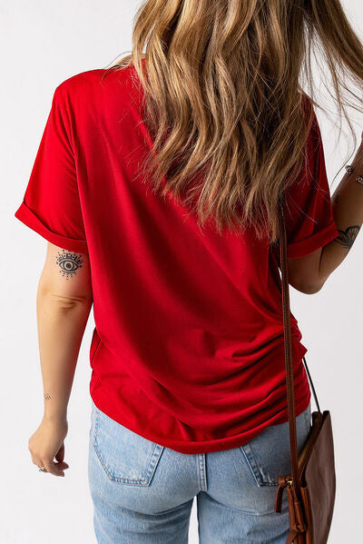 Load image into Gallery viewer, Heart Round Neck Short Sleeve T-Shirt
