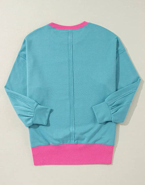 Load image into Gallery viewer, Contrast Round Neck Dropped Shoulder Long Sleeve Sweatshirt
