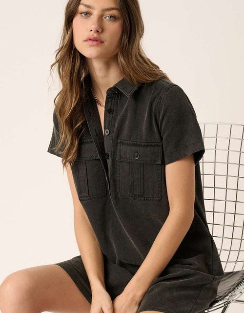 Load image into Gallery viewer, Mittoshop Button Detail Collared Neck Short Sleeve Shirt Dress
