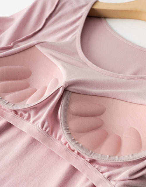 Load image into Gallery viewer, Round Neck Modal T-Shirt with Bra
