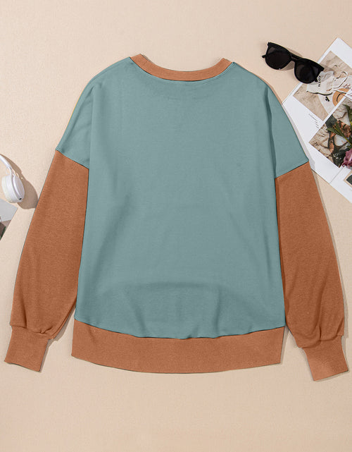 Load image into Gallery viewer, Contrast Round Neck Long Sleeve Sweatshirt
