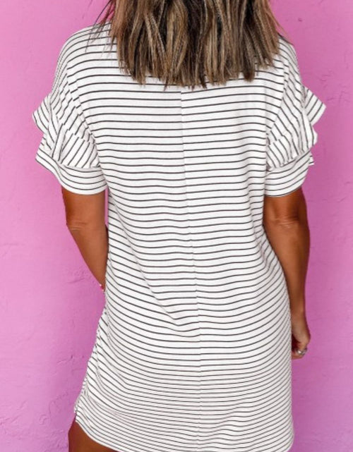 Load image into Gallery viewer, Stripe Round Neck Short Sleeve Mini Dress
