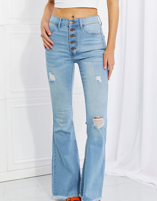 Load image into Gallery viewer, Vibrant MIU Full Size Jess Button Flare Jeans
