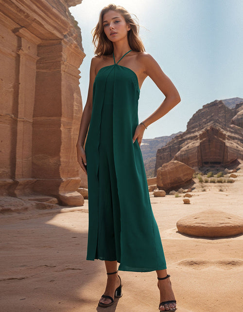 Load image into Gallery viewer, Perfee Layered Halter Neck Wide Leg Jumpsuit
