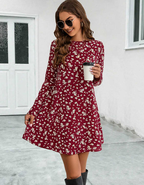Load image into Gallery viewer, Round Neck Long Sleeve Mini Dress
