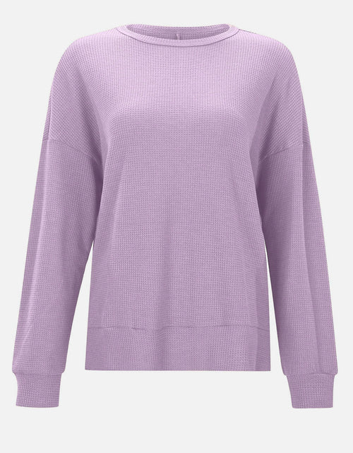 Load image into Gallery viewer, Side Slit Round Neck Long Sleeve T-Shirt
