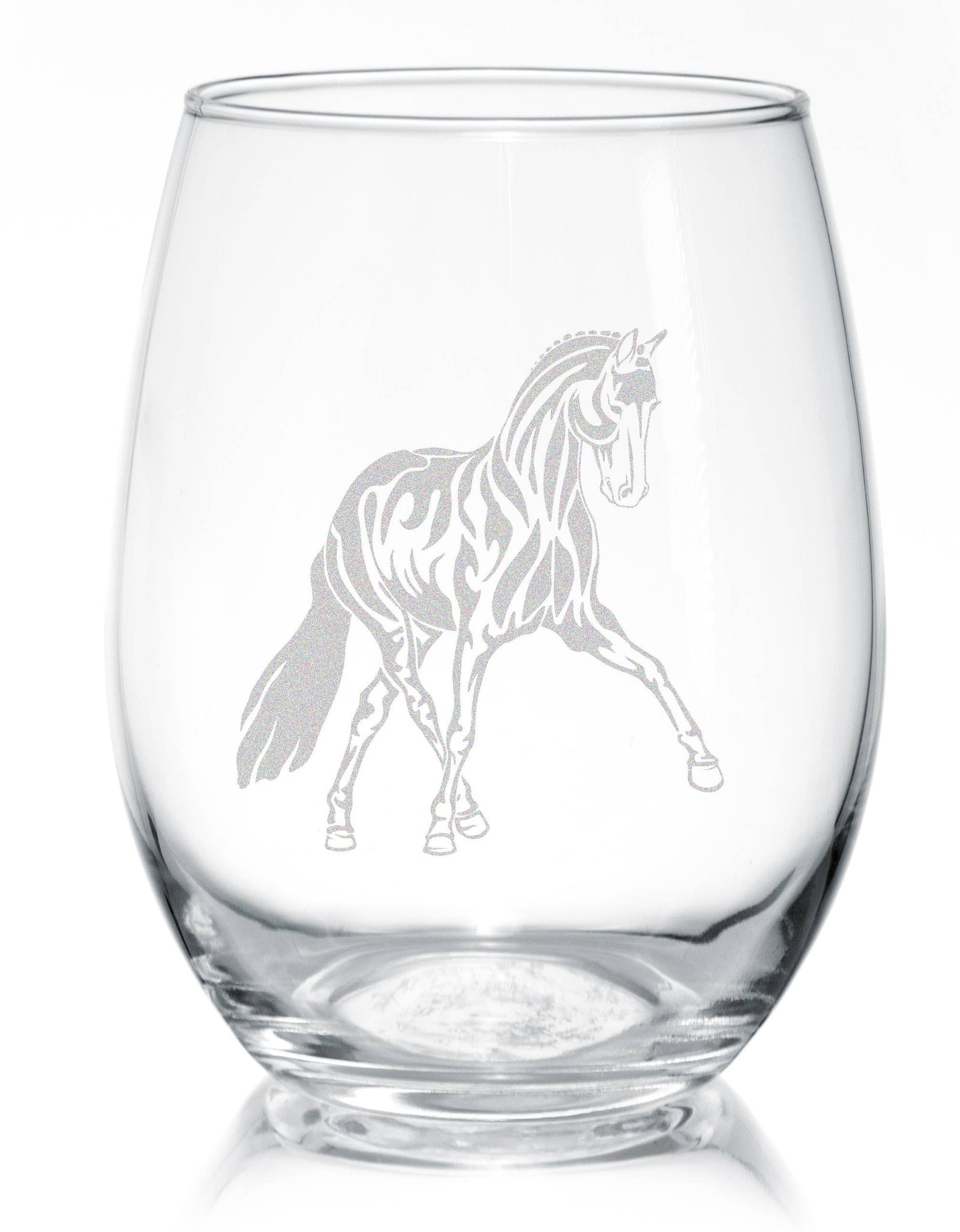 Half Pass Dressage Horse Stemless Wine Glasses - Perfect for Dressage Horse Riders by Classy Equine