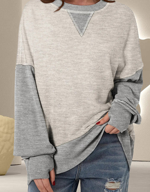 Load image into Gallery viewer, Contrast Round Neck Long Sleeve Sweatshirt
