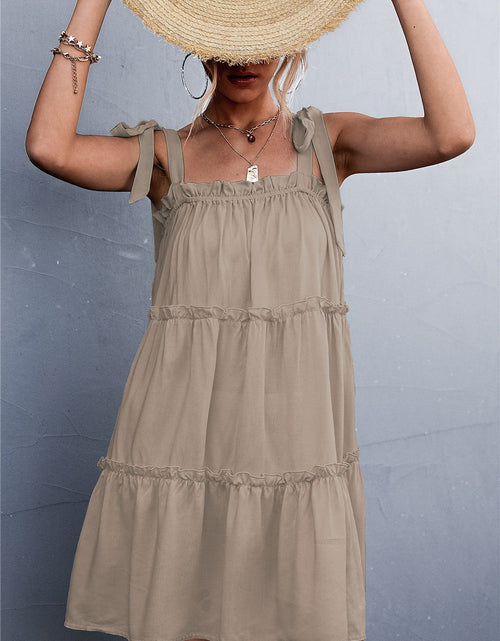 Load image into Gallery viewer, Frill Tiered Tie Shoulder Mini Cami Dress
